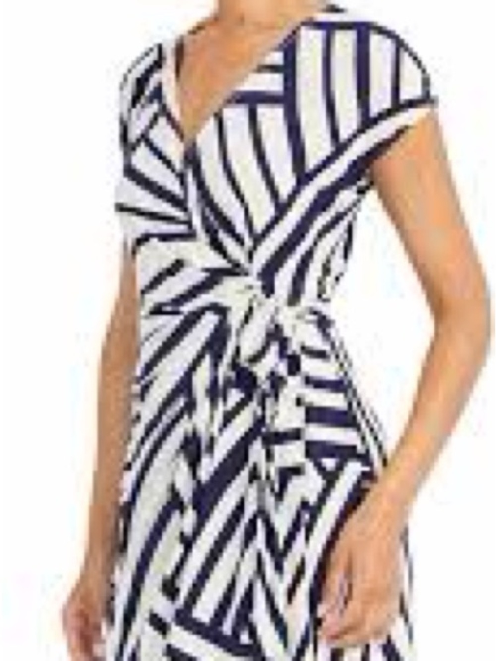Maggy London Navy and White Striped Midi Wrap Dress